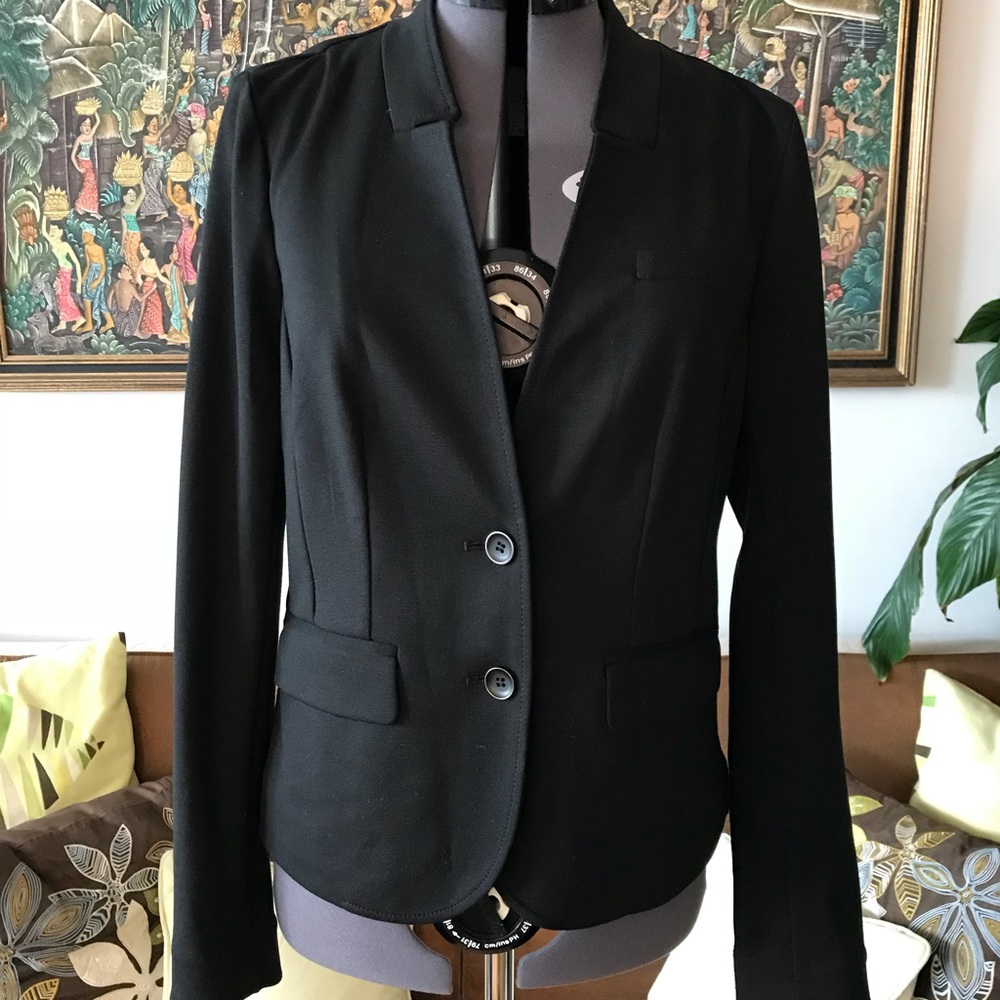 LOFT Black Fitted Tailored Ponte Blazer Jacket S